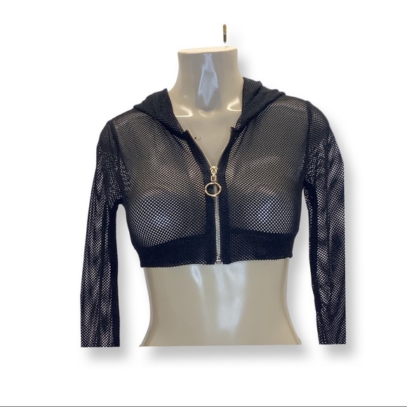 Daisy Jackets & Blazers - Daisy cropped net hooded jacket NWT